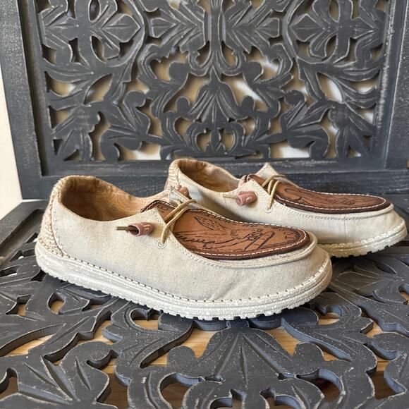 Hey Dude Wendy Custom Hand Tooled Leather Canvas US Navy VP-16 Shoes Woman’s 10 - Picture 2 of 14